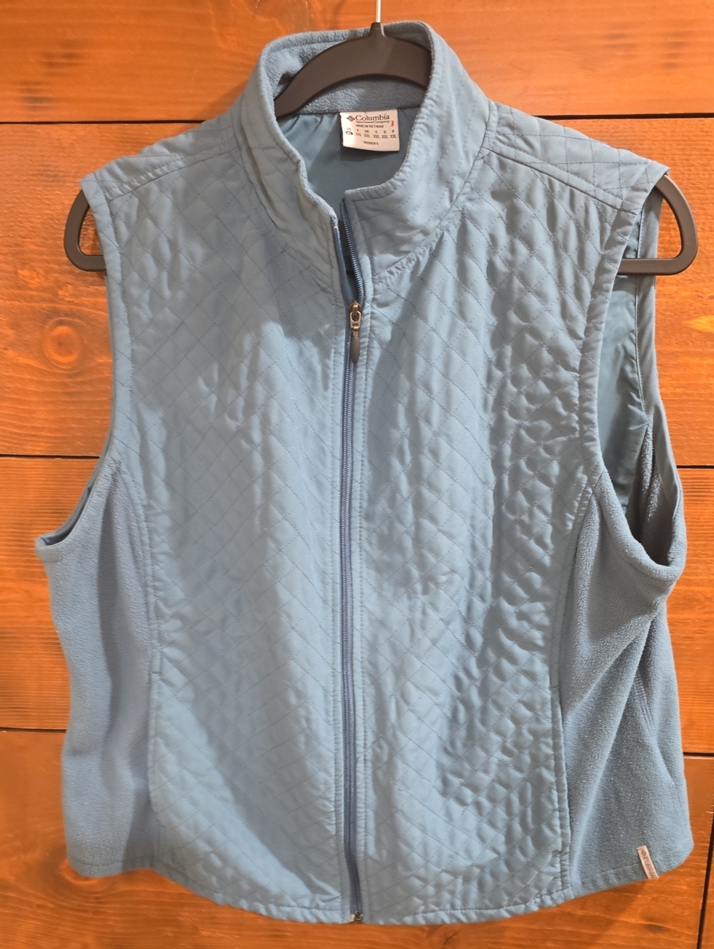 Columbia Women’s XL Blue Quilted Fleece Full Zip Vest Outdoor Hiking AL1023